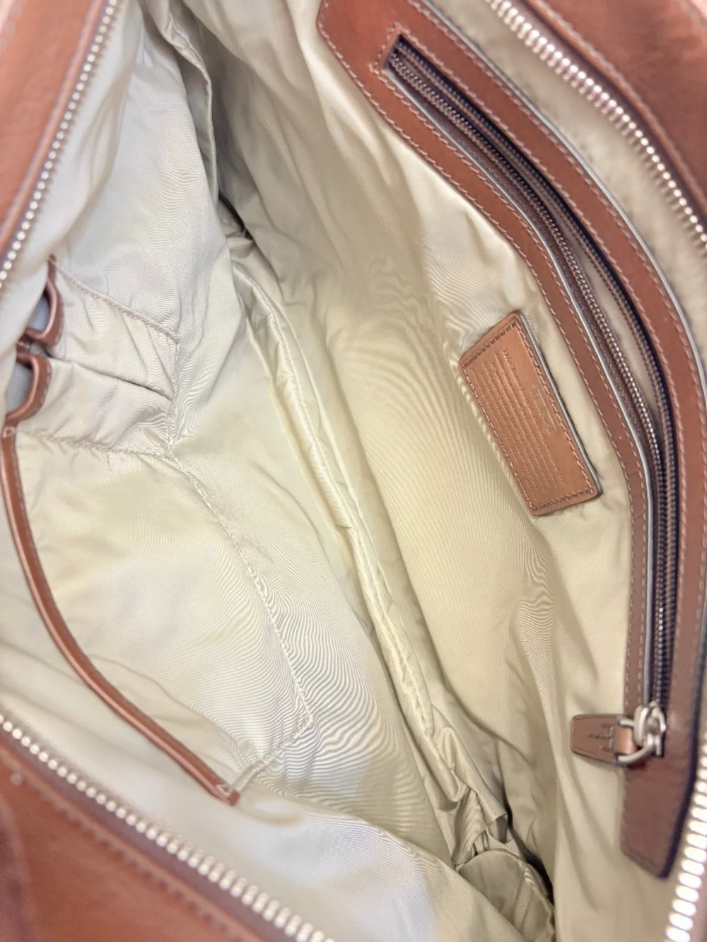 TUMI brown leather expandable briefcase bag